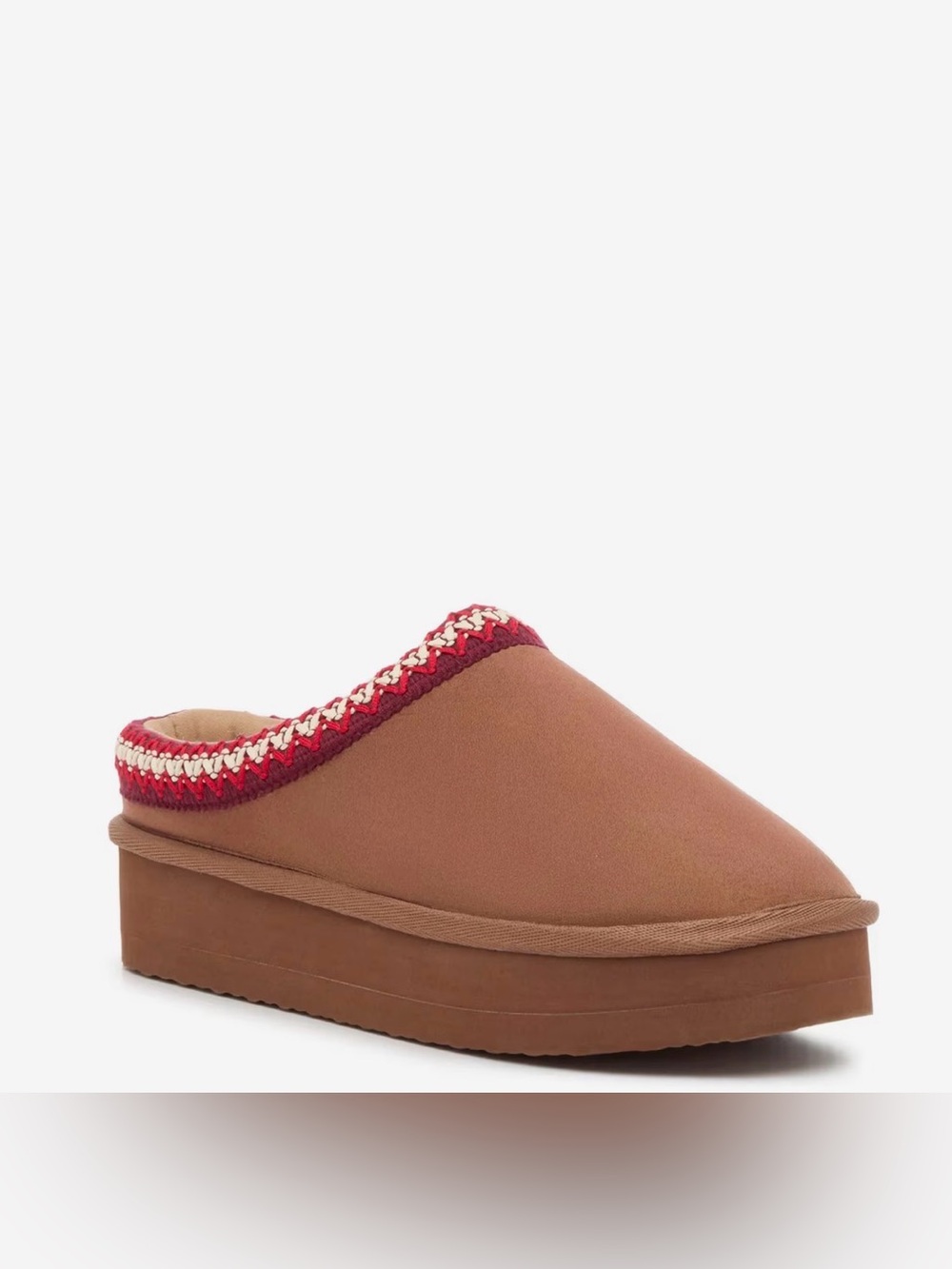 Brown Slip-On Women’s Mule with Red Trim